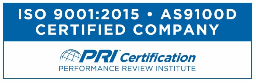ISO 9001:2015 · AS9100D Certified — PRI Certification